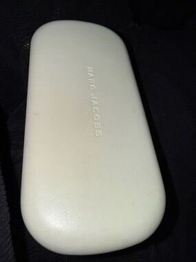 Marc Jacobs White Leather Sunglass Case with Embossed Logo